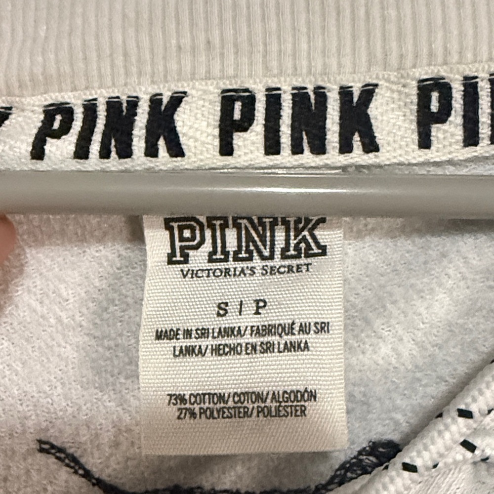 PINK Victoria's Secret Black and White Lace-Up Sweatshirt - Picture 3 of 7